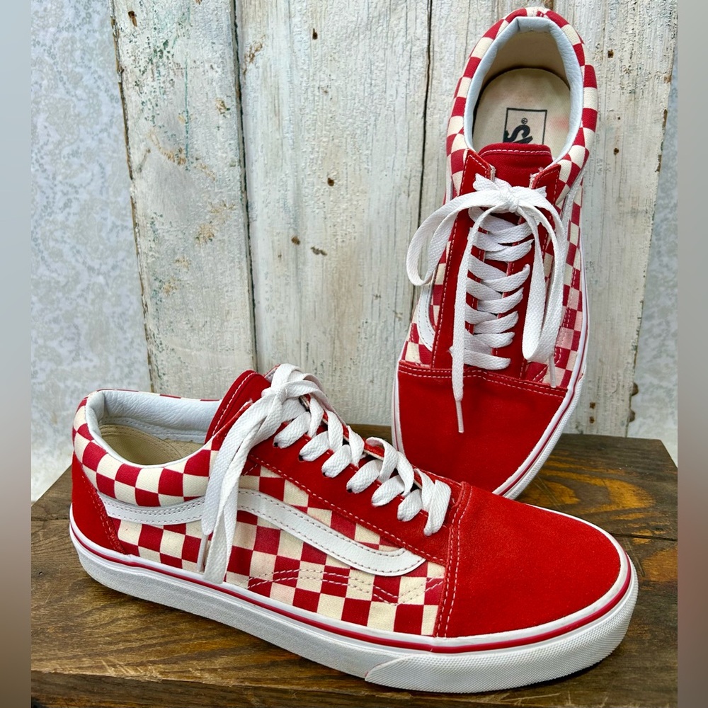 Vans Primary Check Old Skool Skate Shoes Vans primary check red/wht M-9.5 W-11